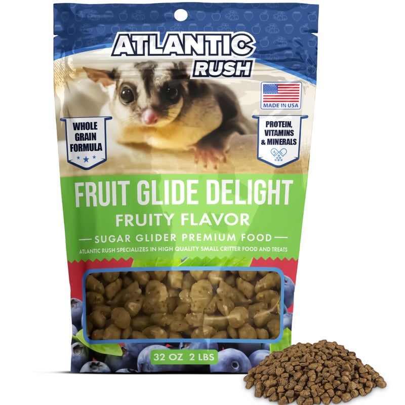 Atlantic Rush Fruit Glide Delight Sugar Glider Food - 2lb Resealable Bag of Food for Sugar Gliders - Sourced and Made in USA - Sugar Glider Supplies - Sugar Glider Stuff - Sugar Glider Treats - Image 1