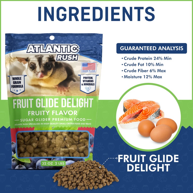 Atlantic Rush Fruit Glide Delight Sugar Glider Food - 2lb Resealable Bag of Food for Sugar Gliders - Sourced and Made in USA - Sugar Glider Supplies - Sugar Glider Stuff - Sugar Glider Treats - Image 4