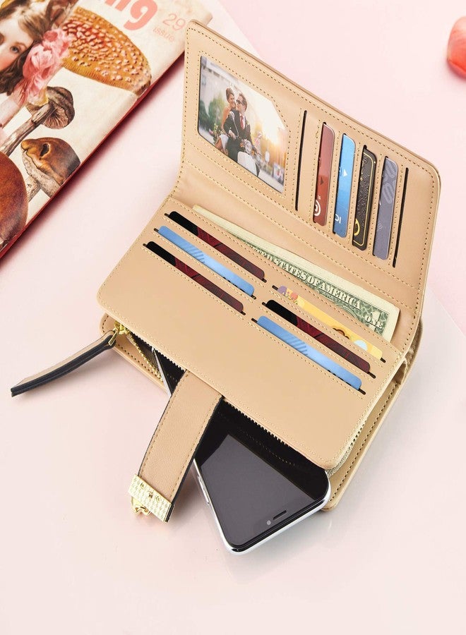 PGXT Women's Long Leather Card Holder Purse Zipper Buckle Elegant Clutch Wallet - Image 5