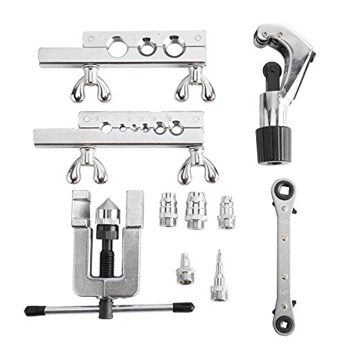YAETEK Swaging Tool Kit – Flaring Tool Kit - Tube Cutter Rachet Wrench Swag Tool - 45 Degree Brake Line Tubing Brass Aluminum Copper Extrusion 1/8" to 3/4" for HVAC Water Gas Pipe Automotive Plumbing - Image 2