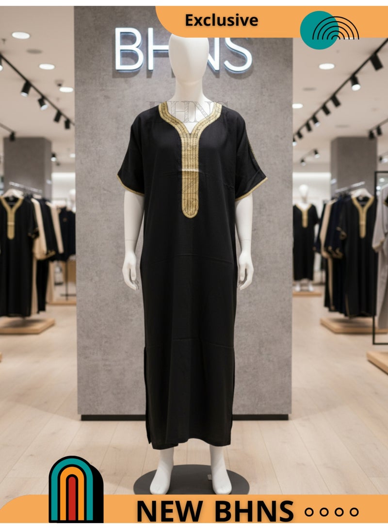 Men's Shirt, Nightgown, Moroccan Robe, Comfortable Men's Gifts Luxury Men's House Robe for Comfort Moroccan Shirt, Men's Summer Shirt, Short Sleeve Shirt, Men's Robe Comfortable Men's Gifts - Image 4