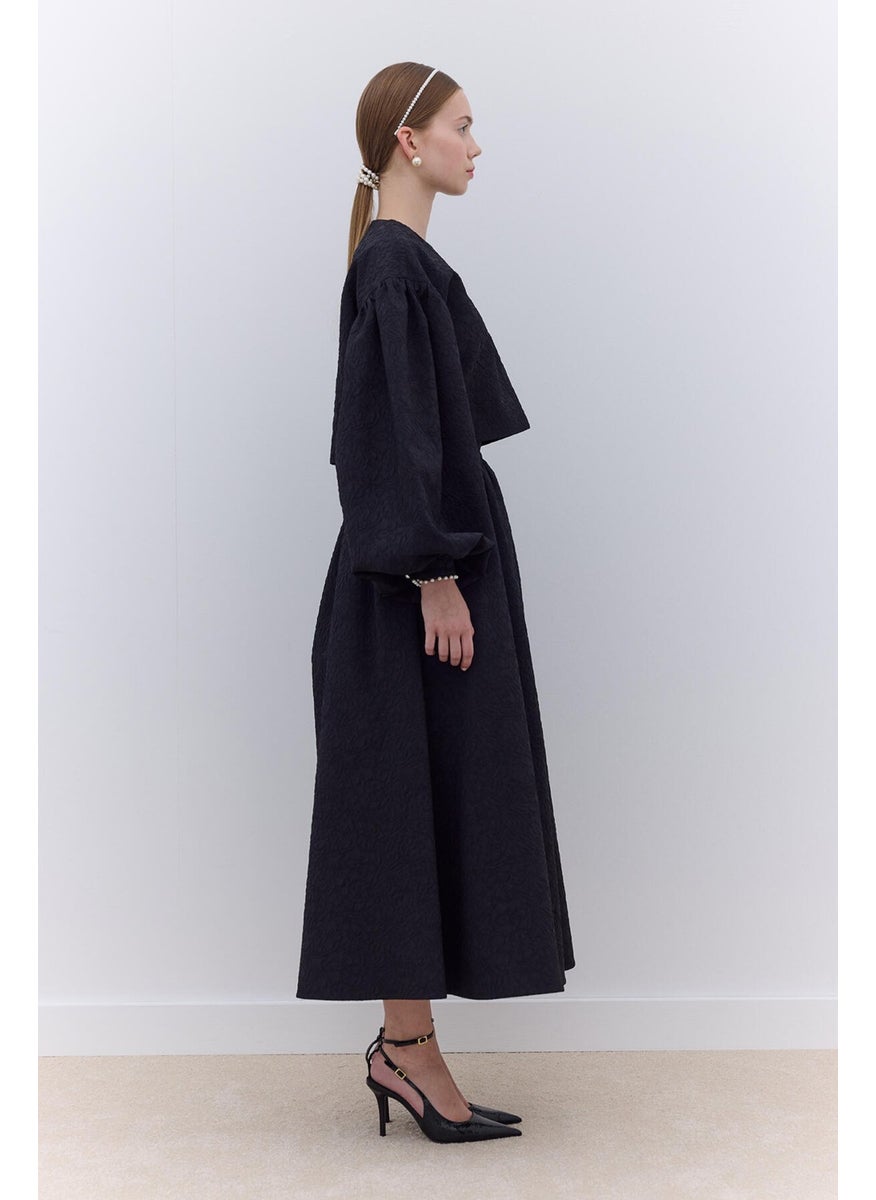 Manuka - Pearl Detail Jacquard Skirt Black - Image 1