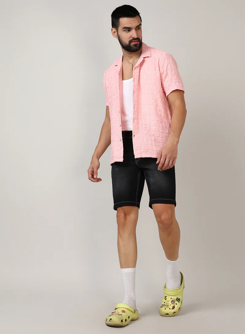 كامبوس سوترا Men's Baby Pink Box-Creased Shirt