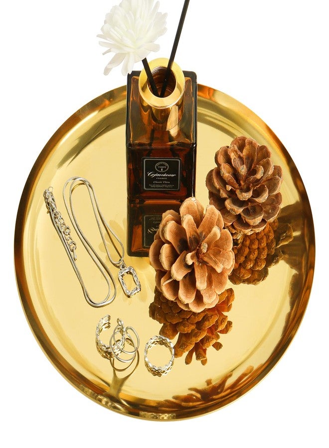 HAPY SHOP Gold Tray 7.87 inch Stainless Steel Golden Jewelry Dish Decorative Plate Round Tray Candle Plate for Decor - Image 1