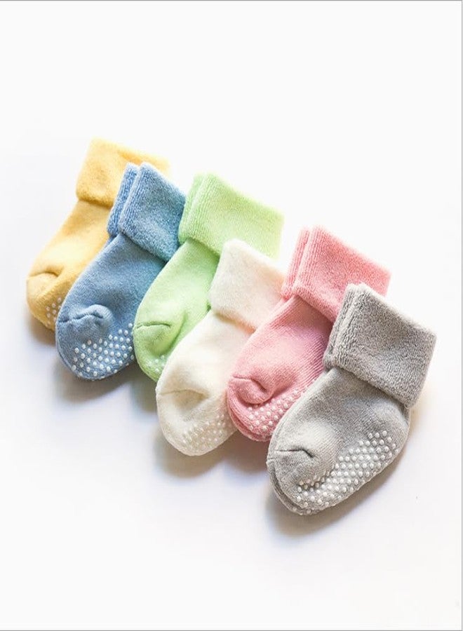 Baby Socks, Toddler, Unisex Warm Thick Cotton, Non Slip Grip, Size 0-36 Months, 6 Pairs Packs, 6 Colors. - Image 3