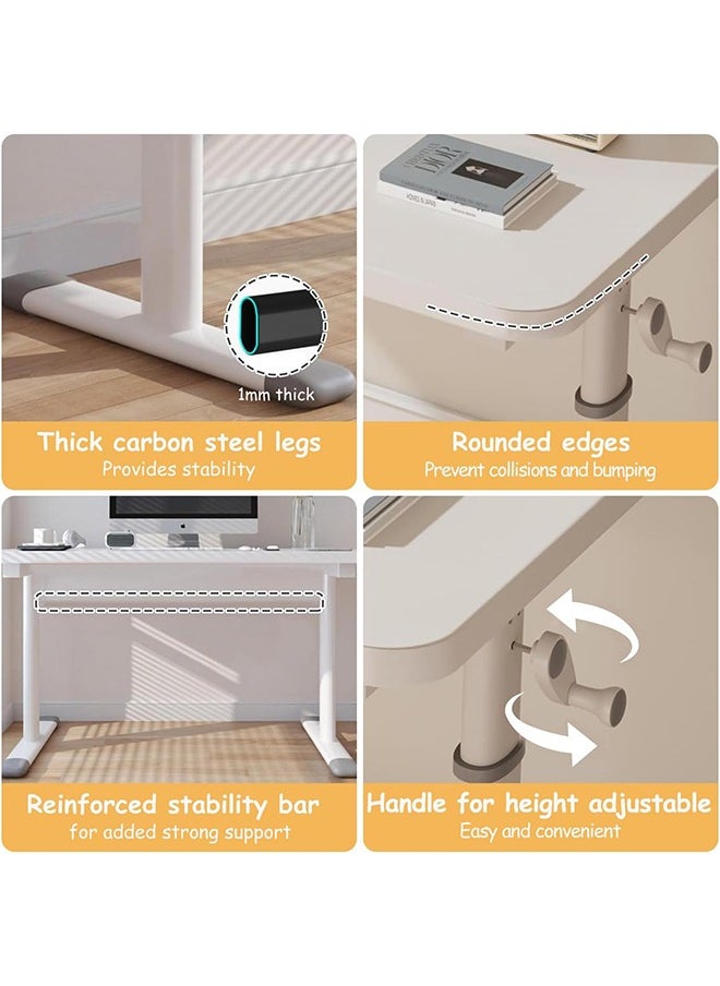 Generic - Manual Adjustable Standing Desk, Height Adjustable Sit/Stand Desk, Sturdy Standing Workstation Computer Desk Workspace Table for Home Office Study and Small Spaces (White, 80 * 45 * 63-90cm) - Image 1