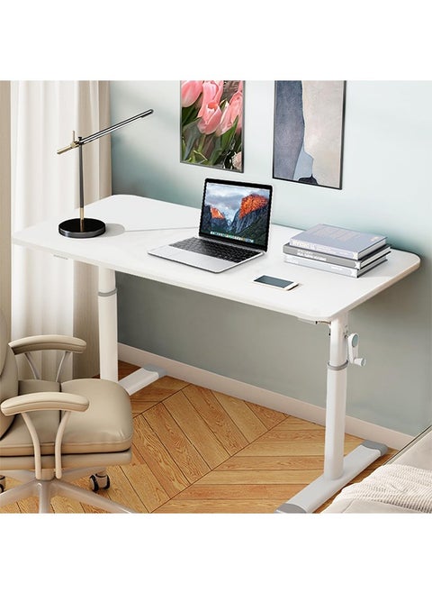Manual Adjustable Standing Desk, Height Adjustable Sit/Stand Desk, Sturdy Standing Workstation Computer Desk Workspace Table for Home Office Study and Small Spaces (White, 80 * 45 * 63-90cm)