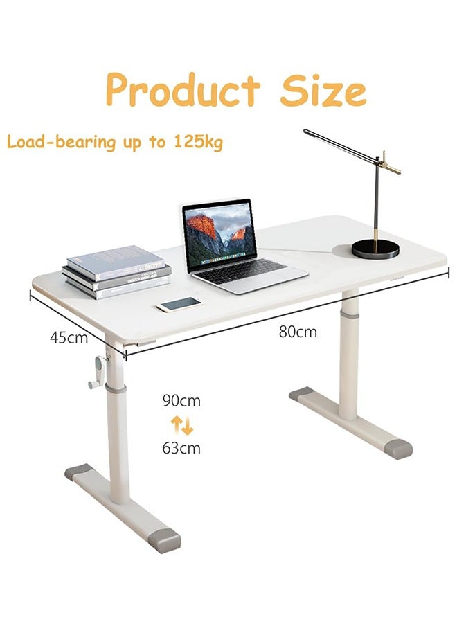 Generic - Manual Adjustable Standing Desk, Height Adjustable Sit/Stand Desk, Sturdy Standing Workstation Computer Desk Workspace Table for Home Office Study and Small Spaces (White, 80 * 45 * 63-90cm) - Image 1