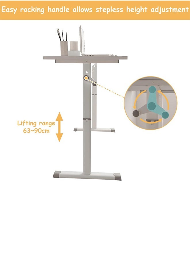 Generic - Manual Adjustable Standing Desk, Height Adjustable Sit/Stand Desk, Sturdy Standing Workstation Computer Desk Workspace Table for Home Office Study and Small Spaces (White, 80 * 45 * 63-90cm) - Image 1