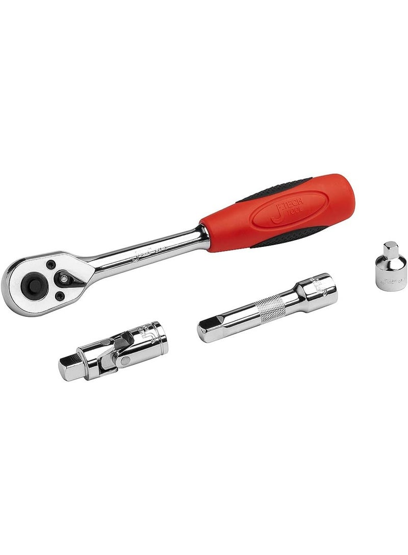 jetechtool Jetech 26-Piece 3/8-Inch Drive Socket Set, Standard & Deep Sockets, Ratchet, Extension Bar, Universal Joint & Adapter, 6-Point Cr-V Steel, SAE – SK3/8-26INSP - Image 2