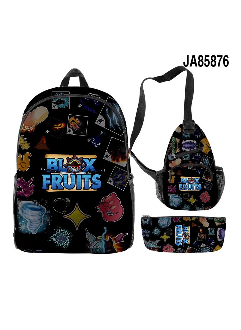 Blox Cartoon Backpack Three-piece Student School Bag 