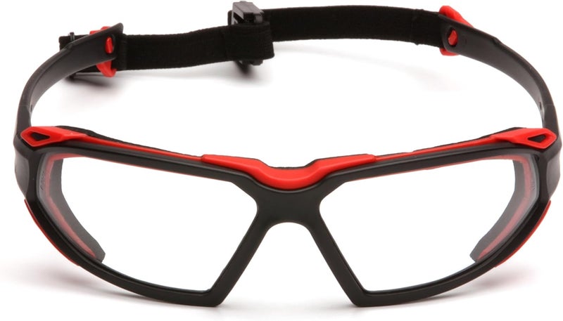 Pyramex Safety Highlander Eyewear with Clear Anti-Fog Lens and Black/Red Frame - Image 2