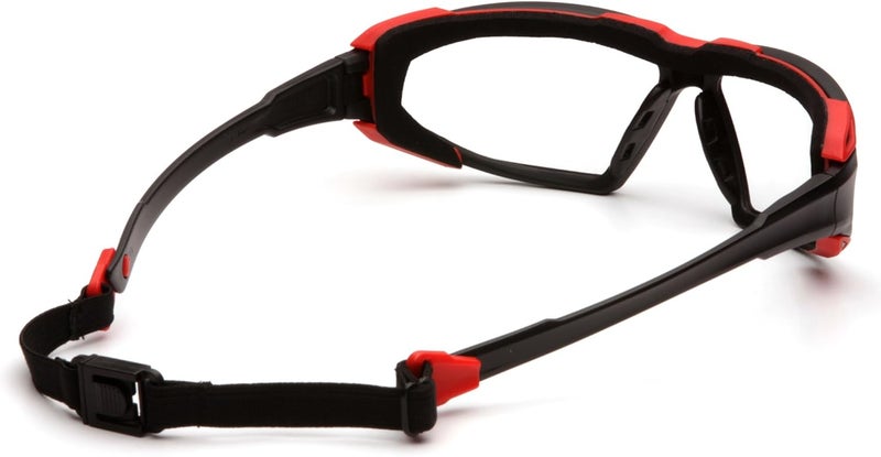 Pyramex Safety Highlander Eyewear with Clear Anti-Fog Lens and Black/Red Frame - Image 4