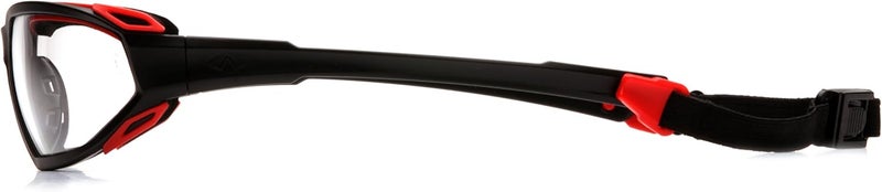 Pyramex Safety Highlander Eyewear with Clear Anti-Fog Lens and Black/Red Frame - Image 3