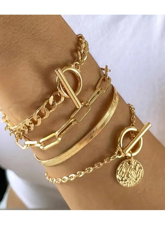 جلوسكي 4/مجموعة أزياء جديدة لؤلؤة قفل سلسلة ثعبان سوار سوار مجموعة مجوهرات أنثى بانك سحر مفتوح سوار أزياء مجوهرات هدية - Image 1