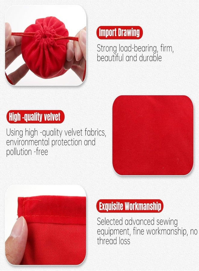 Birdbrid Premium Red Velvet Gift Pouch 9x12 Inch | Large Drawstring Bags for Wedding Return Gifts, Festivals, Jewelry, Cosmetics & Party Packing (Pack of 4) - Image 2