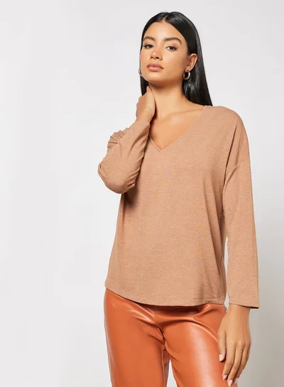 MANGO Solid V-Neck T-Shirt