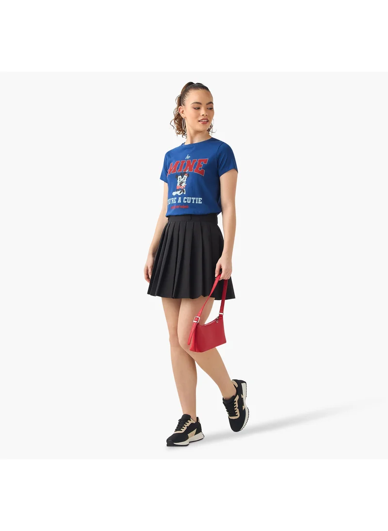اس بي كاركترز Mickey and Minnie Print Crew Neck T-shirt