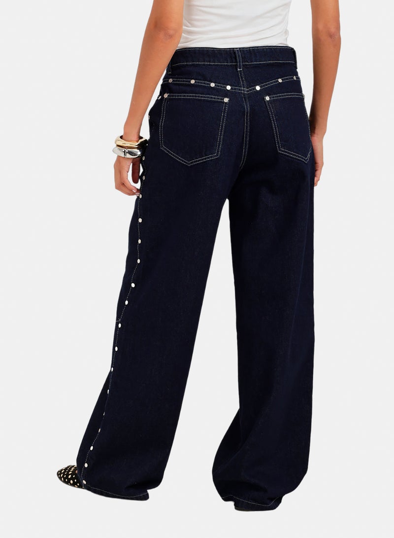 Carina Side Studded Denim Pants - Image 4