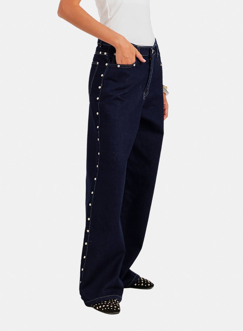Carina Side Studded Denim Pants - Image 2