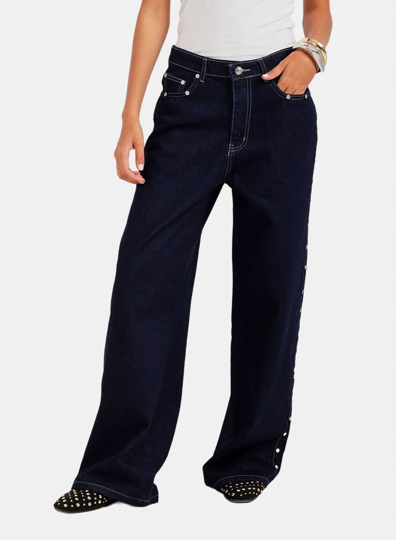 Carina Side Studded Denim Pants - Image 1