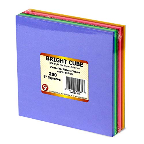 Hygloss Note Paper Cube - 5" Square Non-Sticky Memo Pad - 250 Sheets in 10 Assorted Bright Colors - Note Cubes - Perfect for Office & School Supplies - Not Sticky - Image 5
