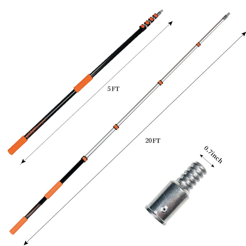 Buyplus 26ft Reach, 5 to 20ft Telescoping Pole, Paint Roller Extension Pole, Multi-Purpose Extendable Pole, Lightweight Sturdy Aluminum Telescopic Pole, Easy Flip-Tab Lock Paint Extension Pole - Image 2