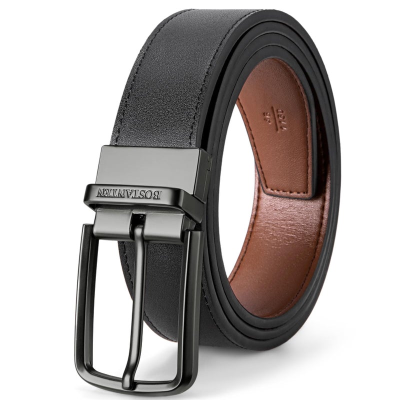 BOSTANTEN Mens Belt Leather Ratchet 1 3/8'' Belt For Men Gift Dress and Casual with Adjustable Buckle, Trim to Fit - Image 1