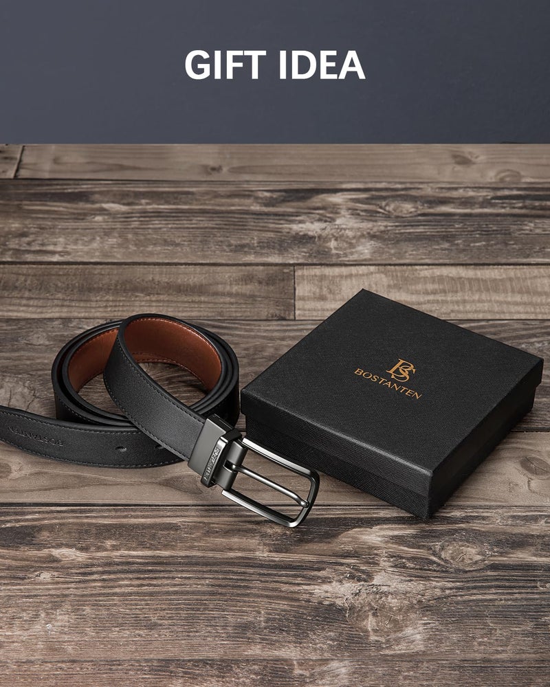 BOSTANTEN Mens Belt Leather Ratchet 1 3/8'' Belt For Men Gift Dress and Casual with Adjustable Buckle, Trim to Fit - Image 5