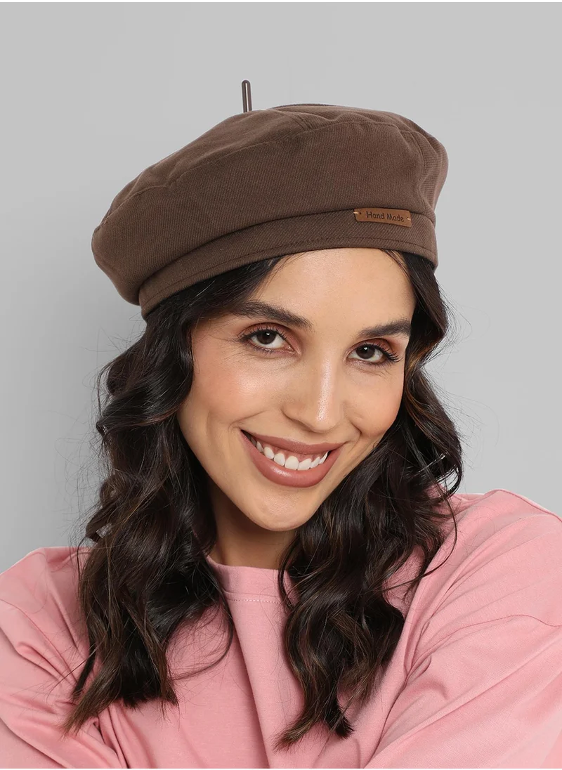 Haute Sauce Pin Tipped Beret Hat - Coffee Brown