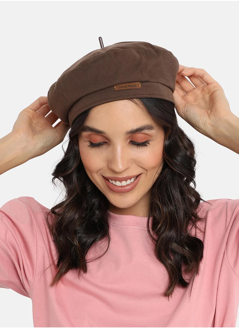 Haute Sauce Pin Tipped Beret Hat - Coffee Brown