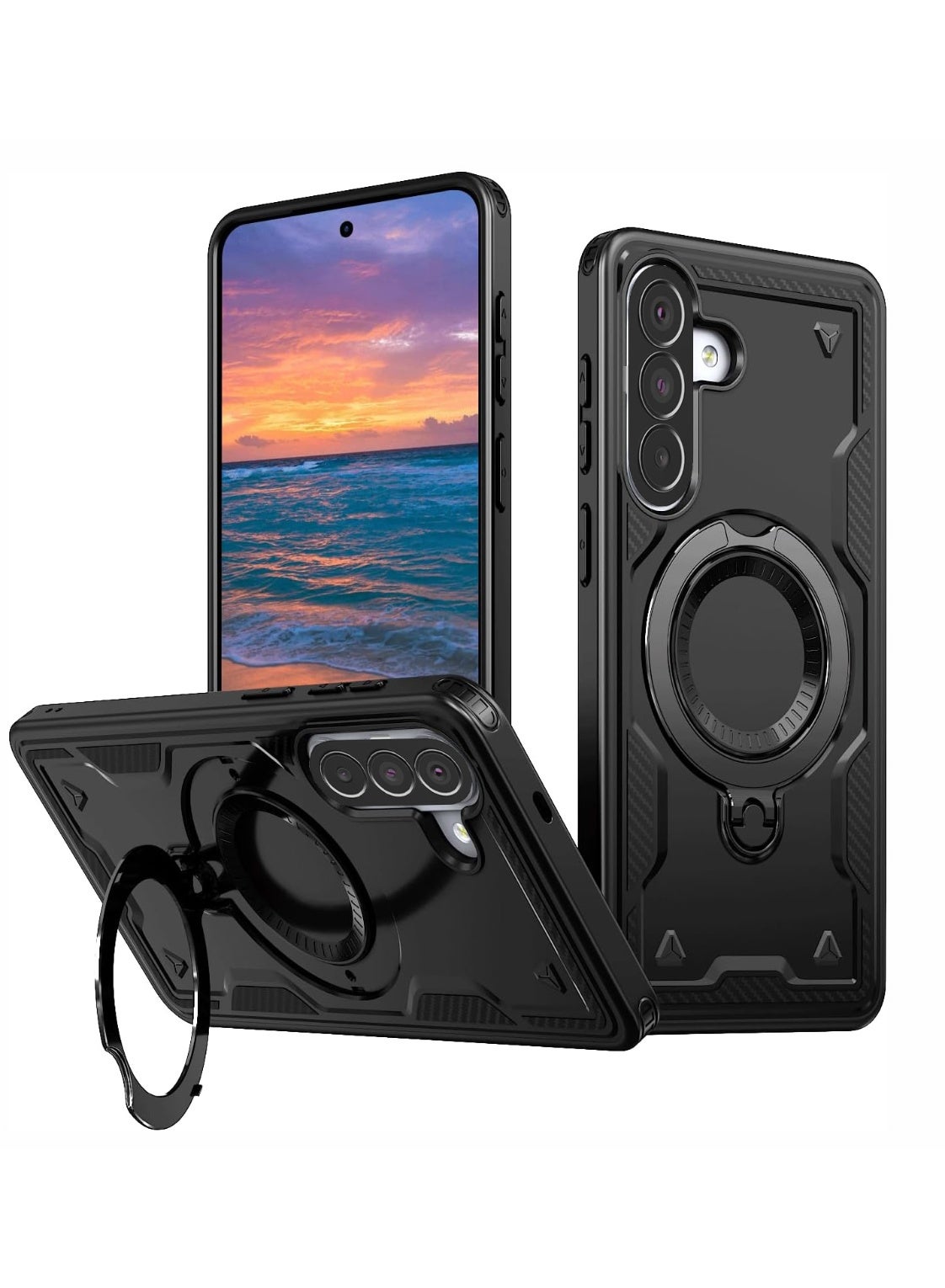 QIRG Magnetic for Samsung Galaxy A57 5G Case with Stand [Compatible with MagSafe] Protection Shockproof Durable Soft TPU+ PC Slim Phone Case for Samsung Galaxy A57 5G-Black