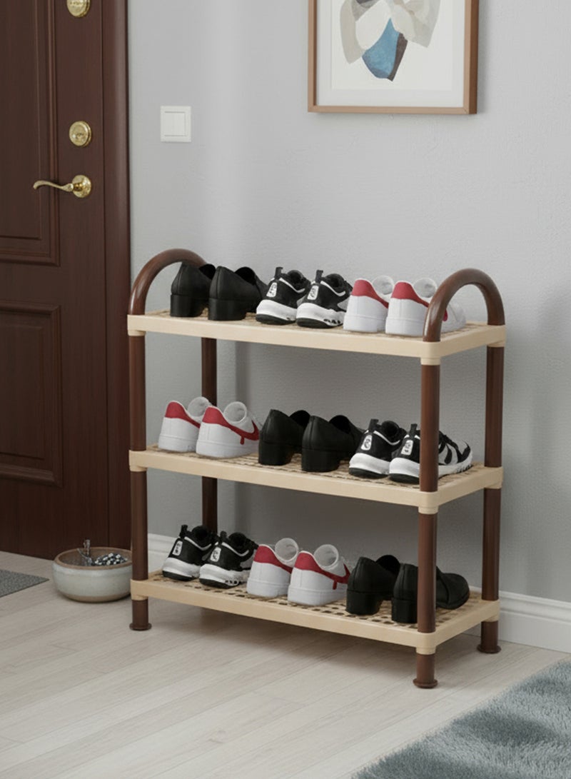 Concept home 3-Tier Shoe Rack Organizer Beige 55.5X21.7X61 Cm 9 Pairs Of Shoe - Image 1