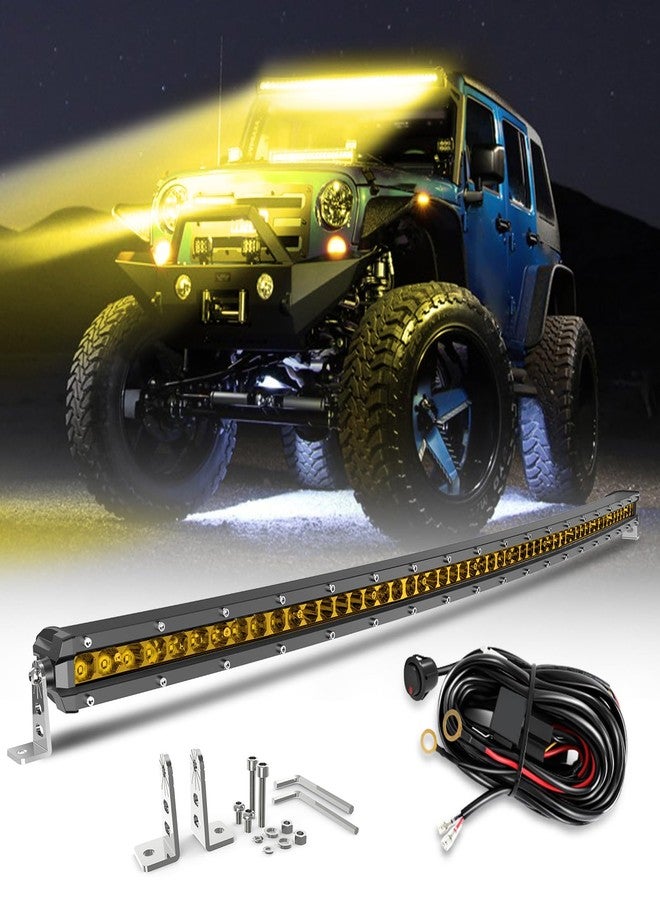 CO LIGHT 38 inch Single Row LED Light Bar Spot & Flood Combo Beam | Slim Driving Light | IP68 Waterproof with Wiring Harness | Ideal for Off-Road, Trucks, ATV, UTV, Marine, 9610G-FG-C-38inch-Y - Image 1