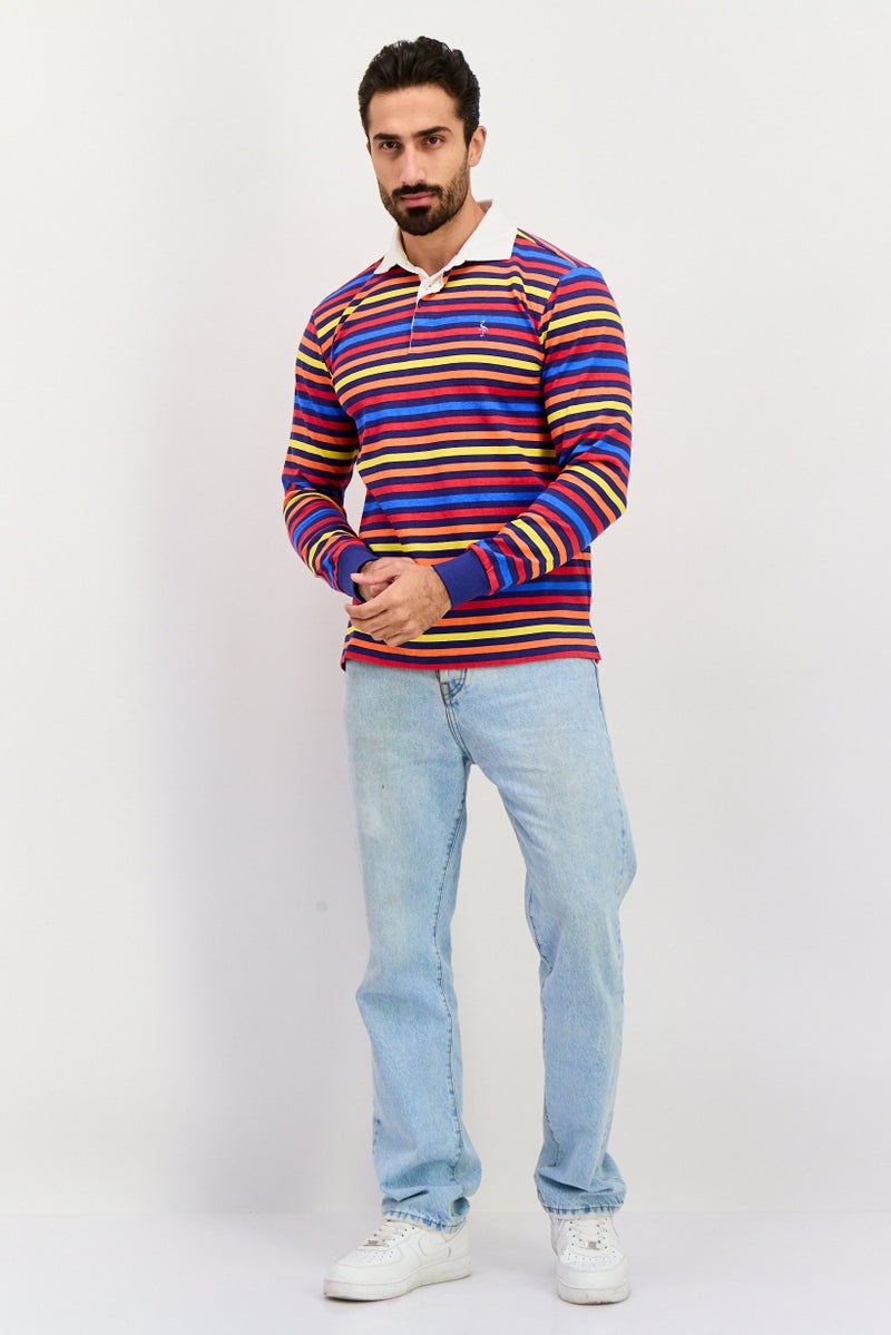 Tailorbyrd قميص بولو بأكمام طويلة للرجال بتصميم عادي ومخطط، أزرق داكن - Image 4