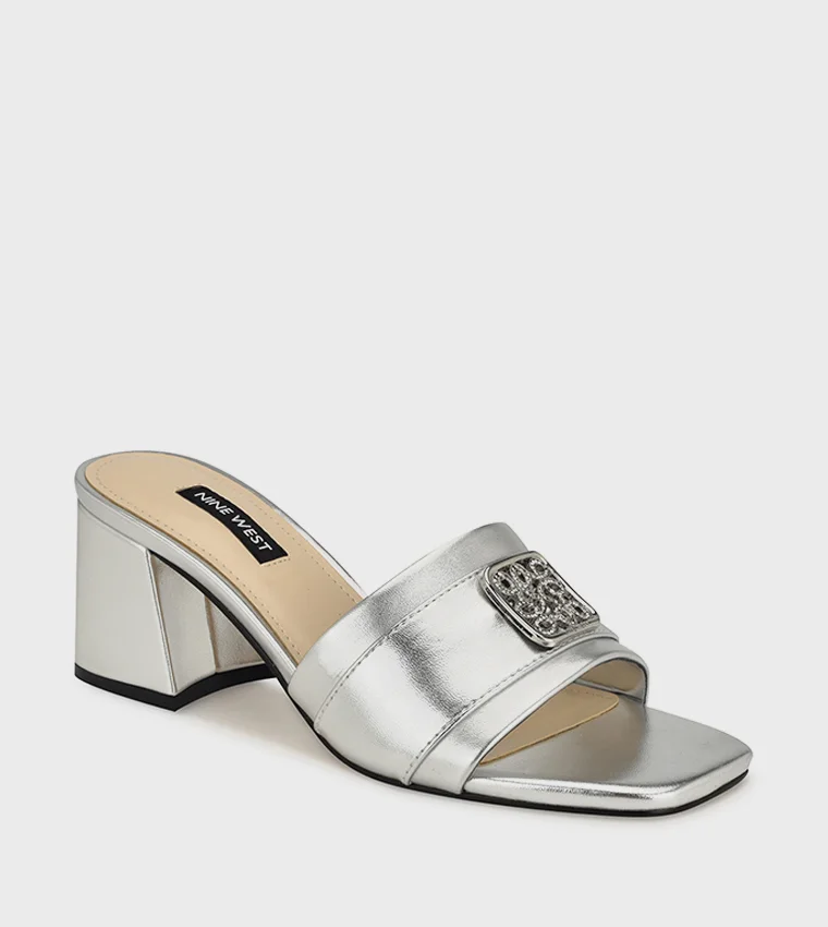 NINE WEST GALEY Embellished Block Heel Sandals