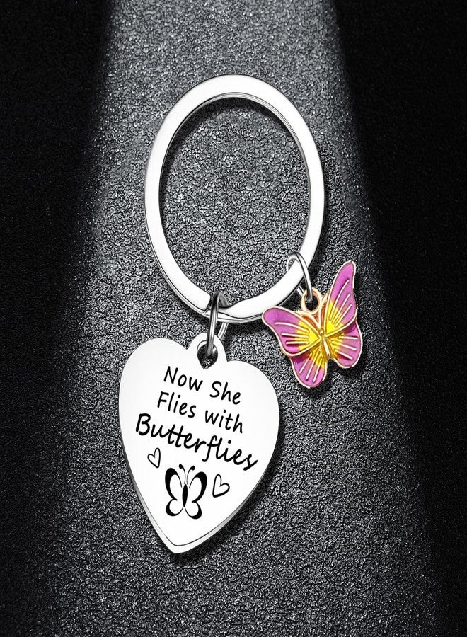 BESPMOSP Sympathy Memorial Butterfly Keychain - Bereavement Gift for Loss of Loved One - Purple Butterflies for Women, Mom, Wife, Grandma, Sister, Daughter, Friend - Image 3