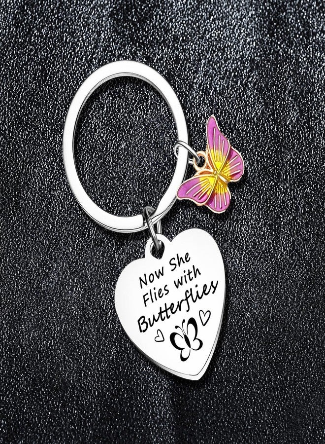 BESPMOSP Sympathy Memorial Butterfly Keychain - Bereavement Gift for Loss of Loved One - Purple Butterflies for Women, Mom, Wife, Grandma, Sister, Daughter, Friend - Image 2