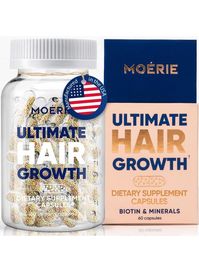 M MOÉRIE Ultimate Hair Boost Supplement for Women & Men - Hair, Skin, Nails Vitamins with Biotin & Minerals for Hair Health - Thicker Hair - 60 Capsules - Image 1