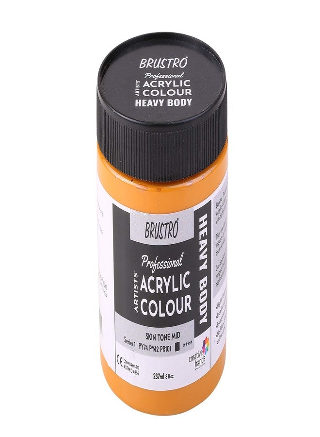 BRUSTRO Professional Artists Heavybody Acrylic Paint 237Ml Skin Tone Mid (Sr 1)| Ideal for Canvas,Impasto and Textured Painting Techniques, Dimensional Effects, Retain Brushstrokes.