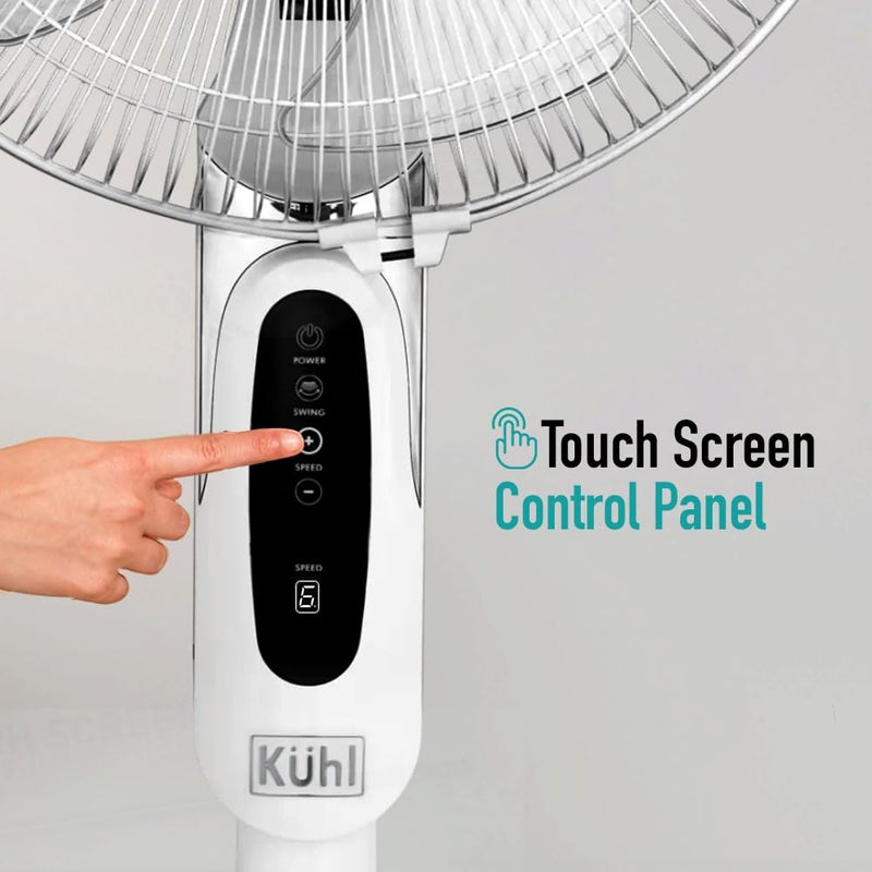 KUHL KUHL Inspira P1 400mm BLDC Pedestal Fan with Remote 5 wings Touch Screen Control Panel Height Adjustment Tilt Mechanism Swivel Function Low Noise White - Image 3