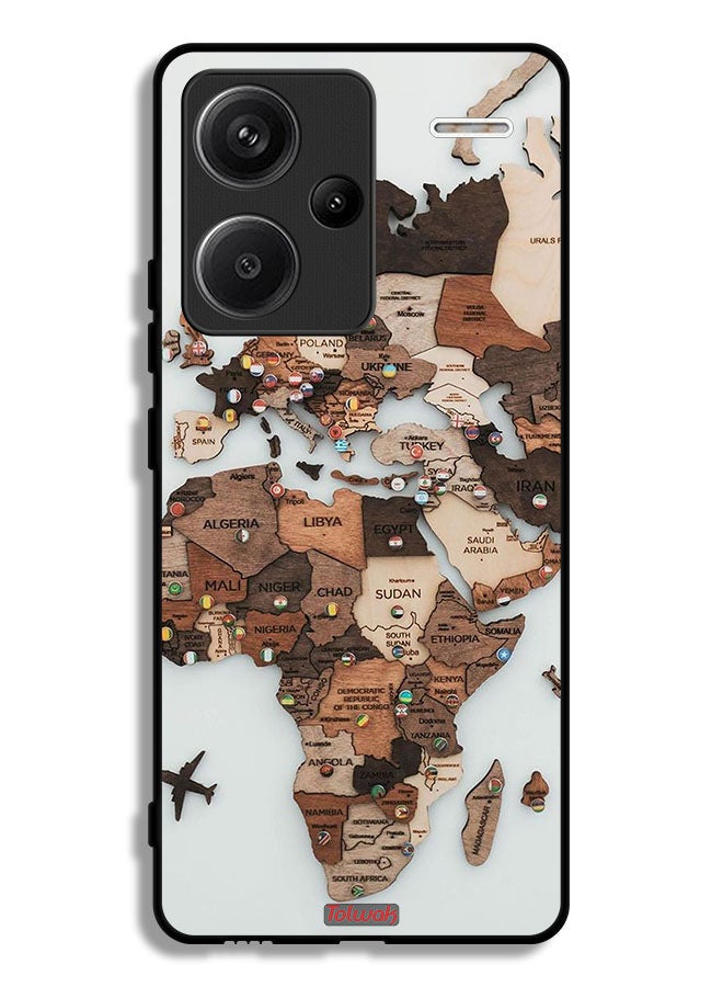Tolwak Xiaomi Redmi Note 13 Pro Plus Protective Case Cover World Map Art - Image 1
