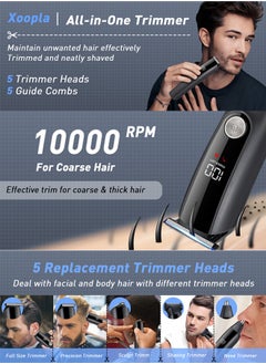 Xoopla Hair Clipper Cordless Professional 5 in 1 Hair Trimmers Beard Trimmer ,Multifunctional Mens Grooming Kit for Beard Face Nose and Ear Hair USB Rechargeable Electric Shaver for Men with Storage Base  - Image 2