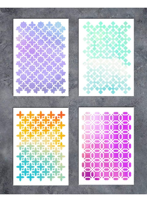 GSS Designs Patterns Oriental Stencil Template Set（4 Pack）- Geometric Stencil A5(6x8.25 Inch) - Art Painting for Card Making Canvas Furniture(SL-070)