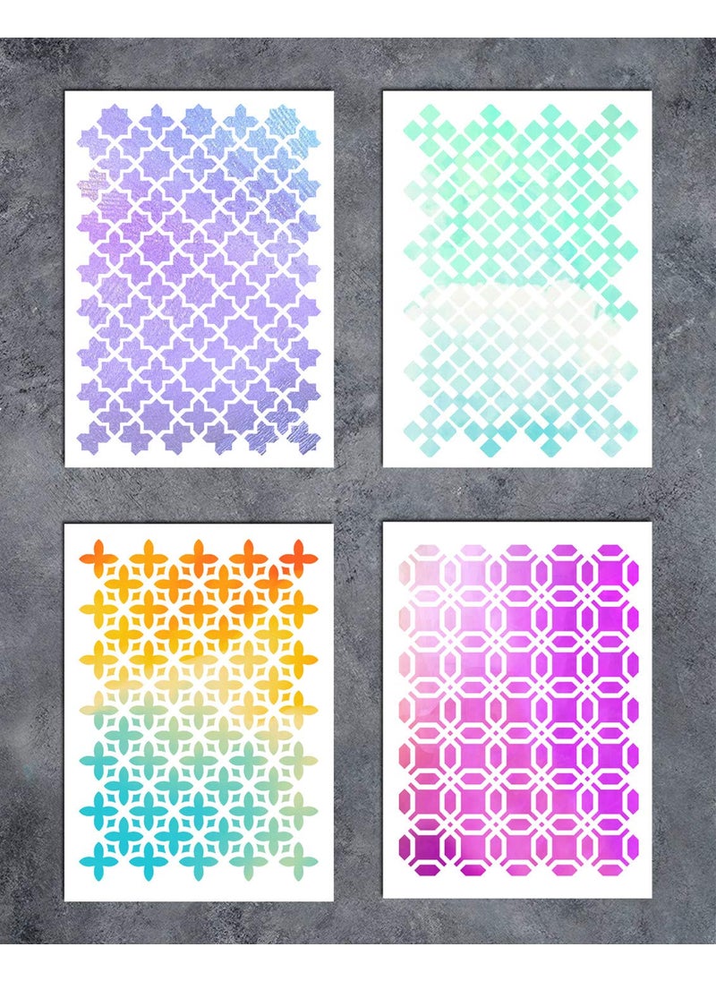 G GSS Designs - GSS Designs Patterns Oriental Stencil Template Set（4 Pack）- Geometric Stencil A5(6x8.25 Inch) - Art Painting for Card Making Canvas Furniture(SL-070) - Image 1