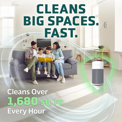 GermGuardian AirSafe+ XL Air Purifier for Home, 360° True HEPA Filter, UV-C Light, Air Quality Monitor, For Large Rooms Up to 1680 Sq Ft, Removes Smoke, Dust & Pet Dander, Gray/White, AC3200 - Image 2
