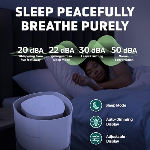 GermGuardian AirSafe+ XL Air Purifier for Home, 360° True HEPA Filter, UV-C Light, Air Quality Monitor, For Large Rooms Up to 1680 Sq Ft, Removes Smoke, Dust & Pet Dander, Gray/White, AC3200 - Image 3