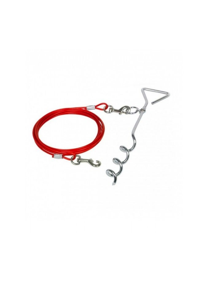 duvo Plus Duvo Tie Out Stake With Rope Red (40cm) - Image 1