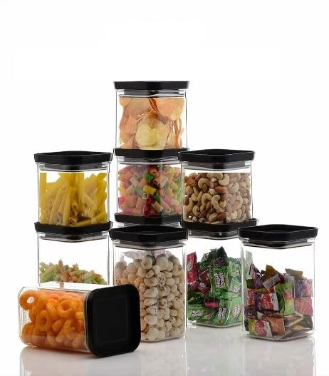 Kitchwell Air Tight Containers for Kitchen Organizer Storage Set | Square Airtight Storage Jar and Container Organizer | Plastic Kitchen containers Set | Home and Kitchen Storage Boxes (500 ML, 06) - Image 2