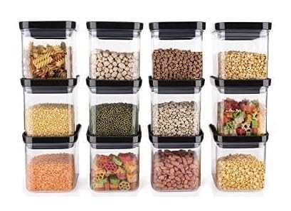 Kitchwell Air Tight Containers for Kitchen Organizer Storage Set | Square Airtight Storage Jar and Container Organizer | Plastic Kitchen containers Set | Home and Kitchen Storage Boxes (500 ML, 06) - Image 1